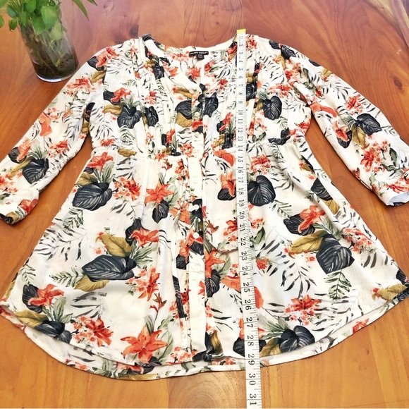 Hilary Radley Floral Tropical Pattern Boho Festival Button Down Shirt Blouse. - Picture 14 of 16